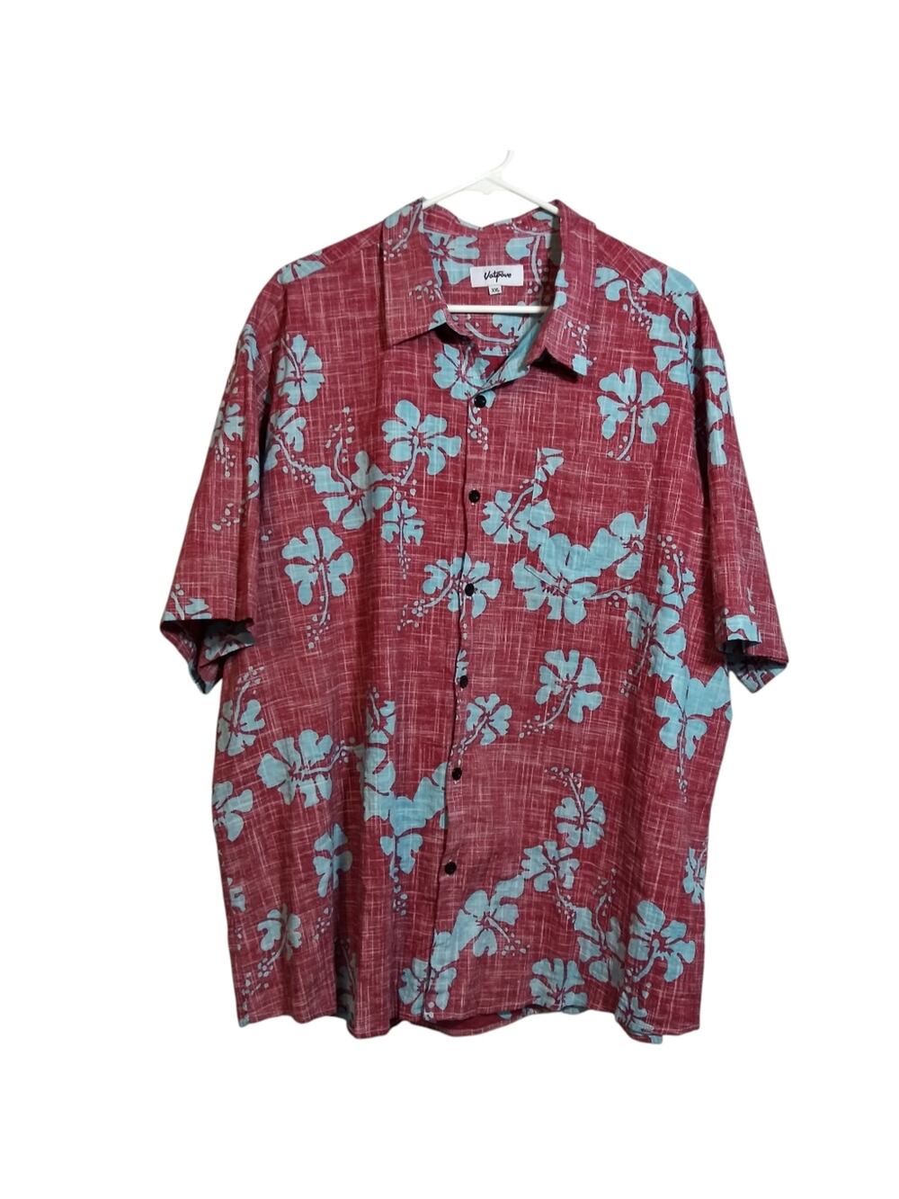 VATPAVE  Front Pocket Hawaiian Shirt Casual Floral Short Sleeve Tropic Size XXL